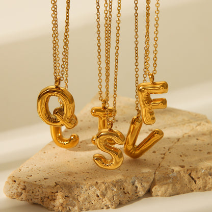 18K Gold Balloon Initial Pendant Necklace