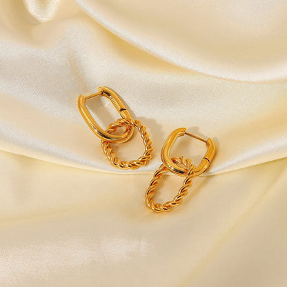 18K Gold Hooked Small Hoop Huggie Earrings