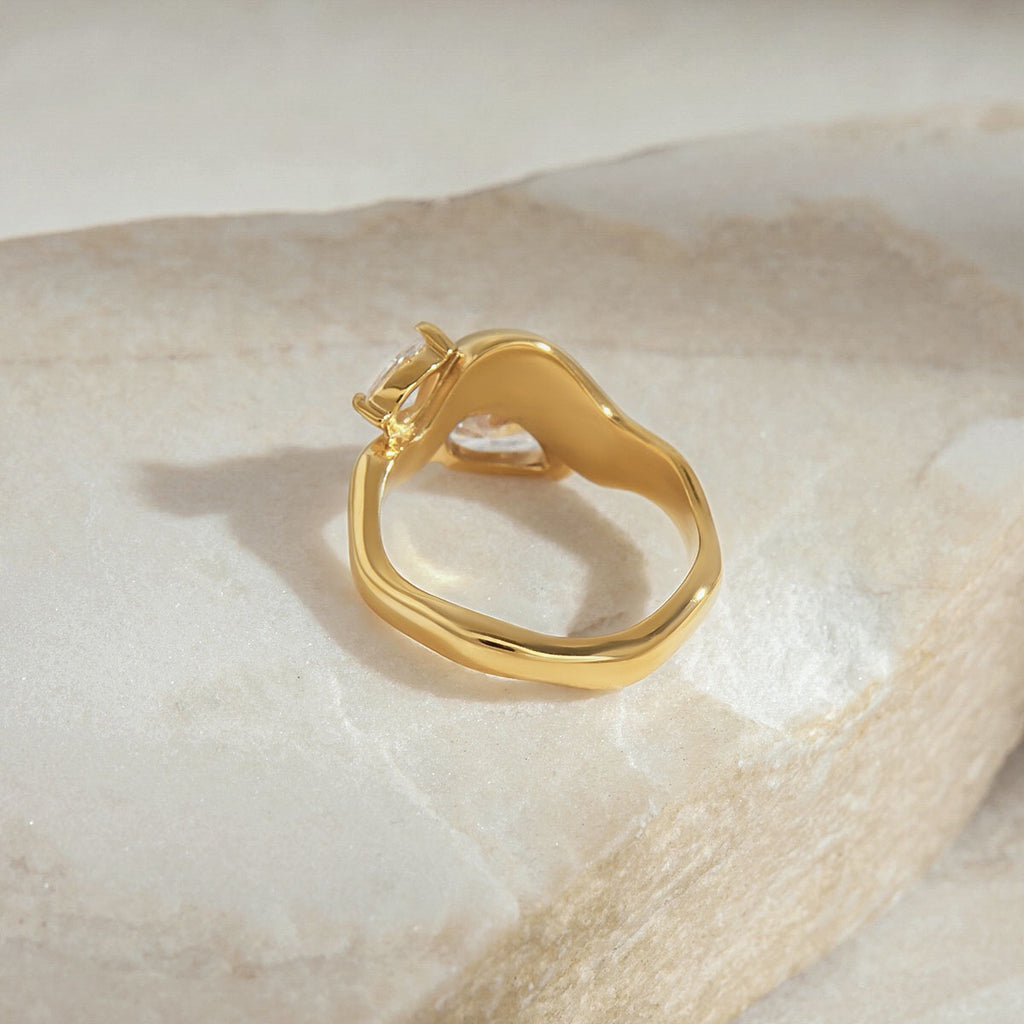 18K Gold Allure Abstract Geometric CZ Cocktail Ring