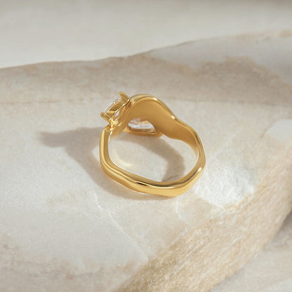 18K Gold Allure Abstract Geometric CZ Cocktail Ring