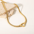 14K Gold Cuban Link Heart Necklace
