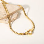 14K Gold Cuban Link Heart Necklace