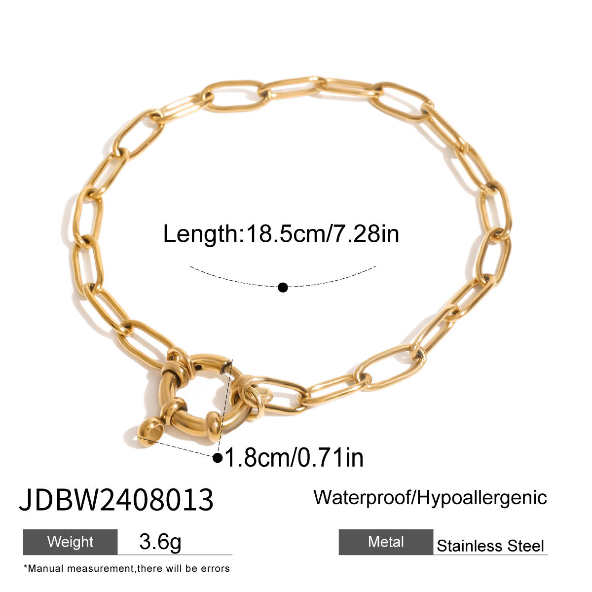 18K Gold Waterproof Pastel Gemstone Delicate Wavy Hand Chain Bracelet