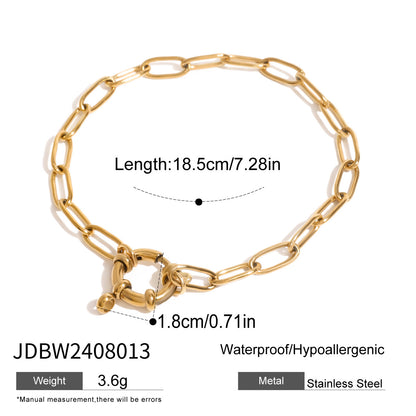 18K Gold Waterproof Pastel Gemstone Delicate Wavy Hand Chain Bracelet