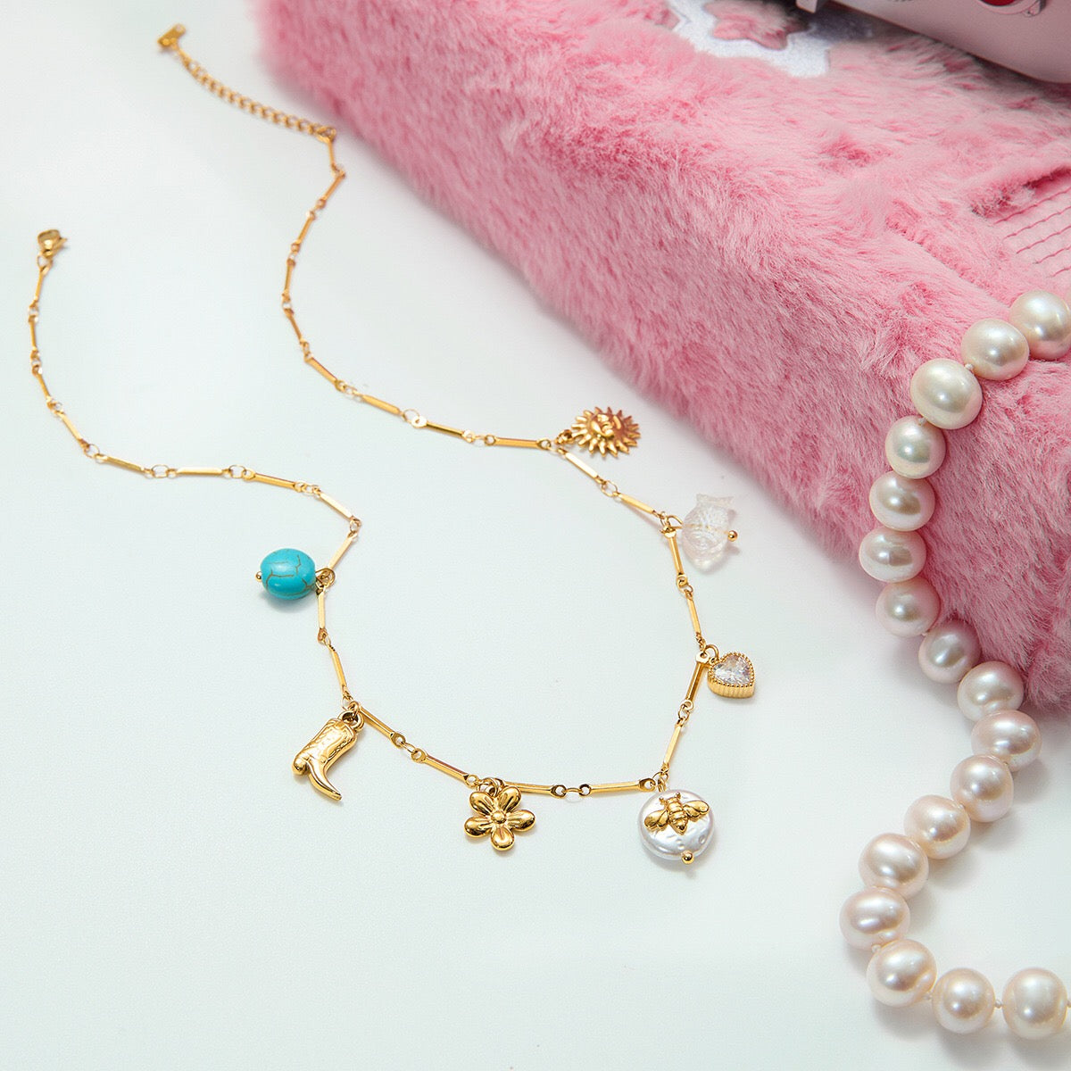 18K Gold Wicked West Cowgirl Charm Necklace