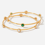 18K Gold Tiny Treasure Statement Slim Bangle Bracelet
