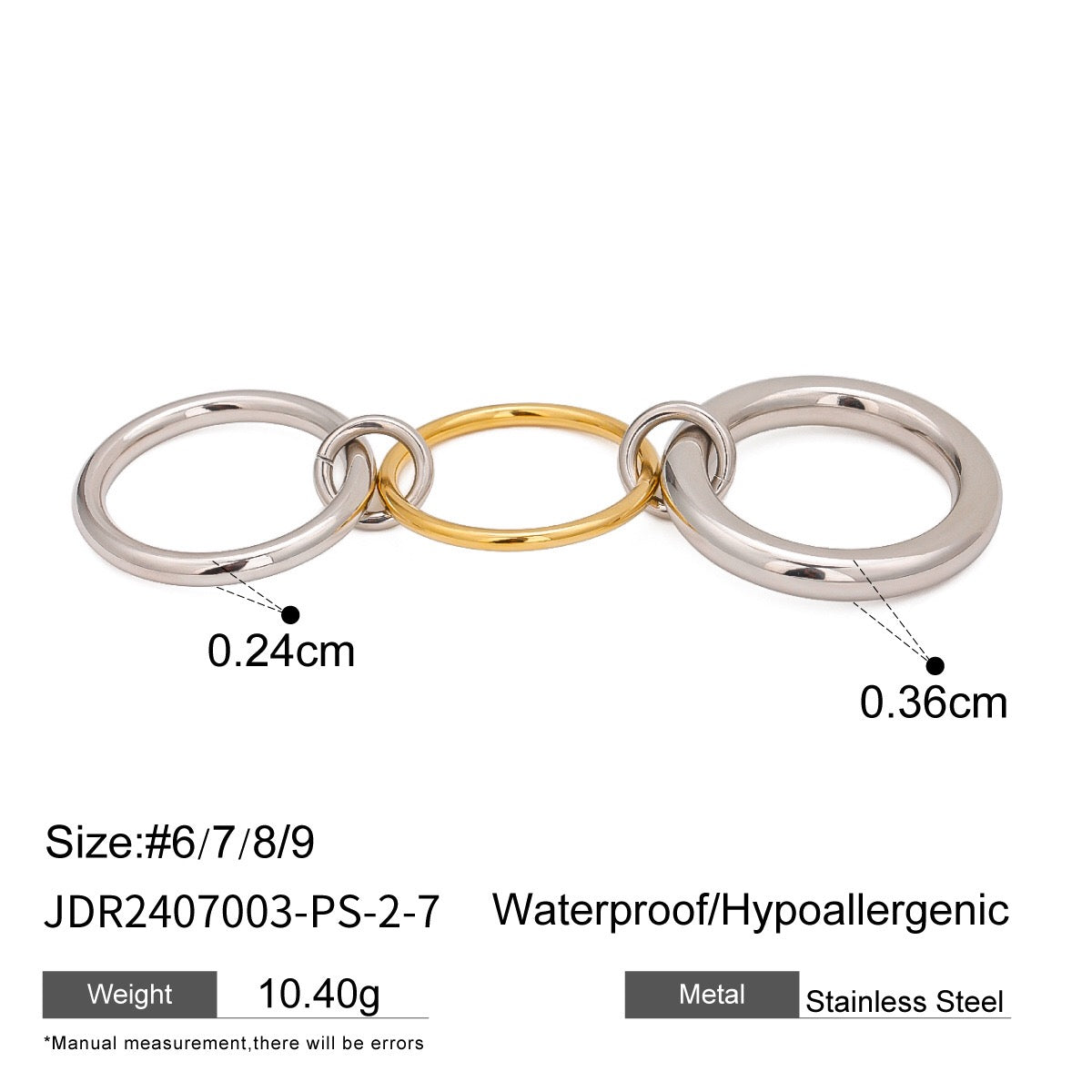 18K Gold Two Tone Connected Multi Layers Spinelli Stacking Rings