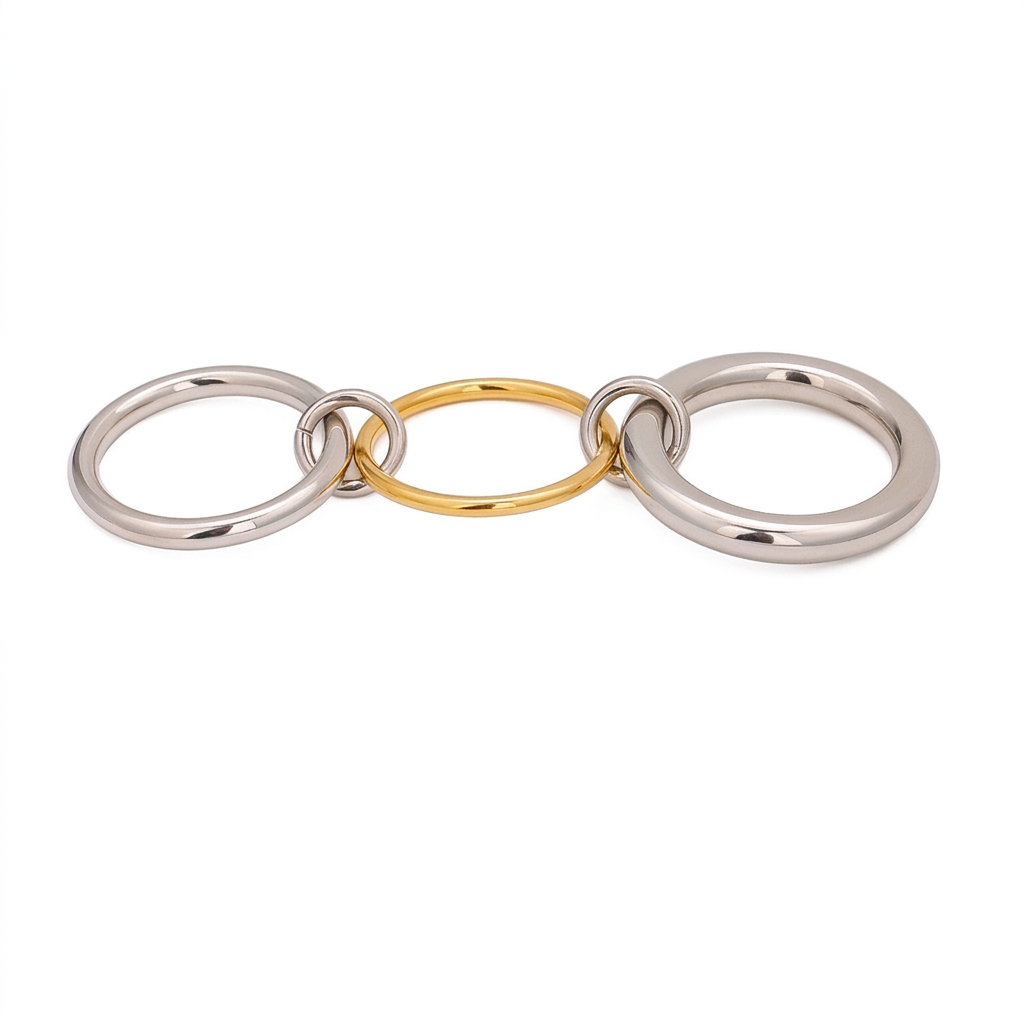 18K Gold Two Tone Connected Multi Layers Spinelli Stacking Rings