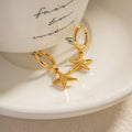 18K Gold Star Huggie Earrings with Charm