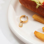 18K Gold Heart Locked Charm Statement Band Ring