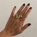 18K Gold Untamed Tiger Eye Statement Band Ring