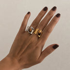 18K Gold Untamed Tiger Eye Statement Band Ring