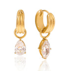 18K Gold Forever Jewel Mismatched Small Hoop Huggie Earrings