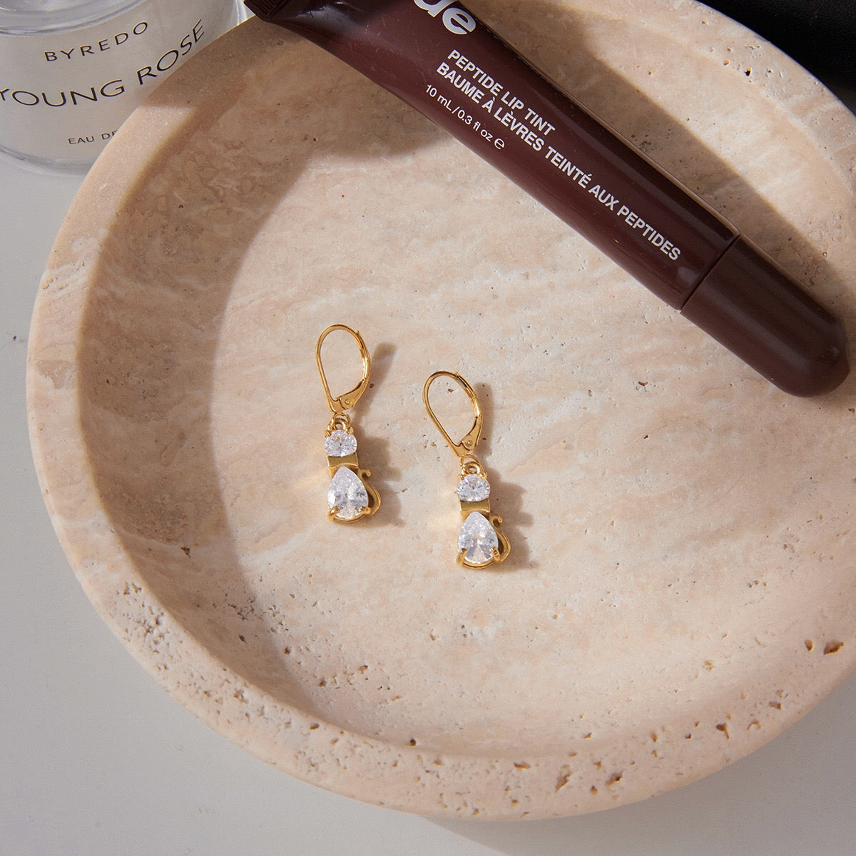 18K Gold Gala Sparkle Drop Dangle Earrings Ear Cuff Stack