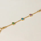 18K Gold Waterproof Color Gem Hand Chain Bracelet