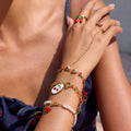 18K Gold Waterproof Red Cherry Trendy Hand Jewelry Chain Bracelet