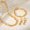 18K Gold Hardware Chain Statement Stud Drop Dangle Earrings