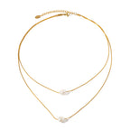 18K Gold Pearl Pendant Layered Necklace