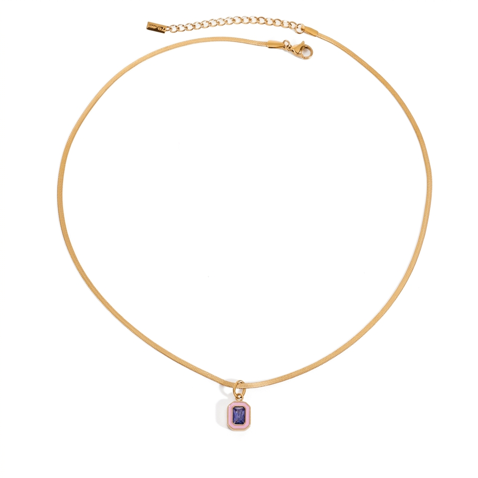 18K Gold Lavender Summer Sun Bow Pendant Layered Necklace Set