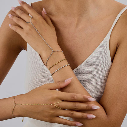 18K Gold Silver Waterproof Minimalist Hand Chain Jewelry Bracelet