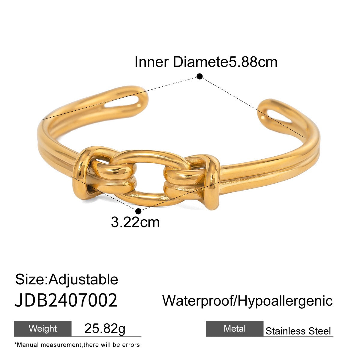 18K Gold Tied Bangle Cuff Bracelet