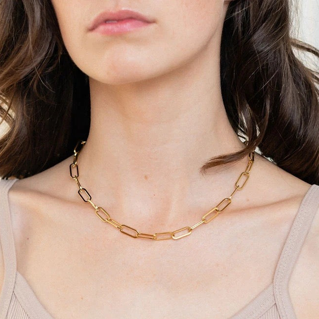 18K Gold Classic Paperclip Chain Necklace