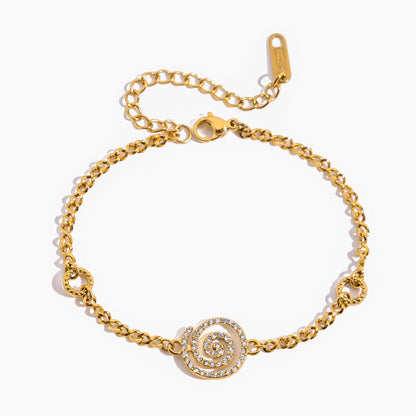 18K Gold Shimmering Dainty Flower Bow Bracelet Stack