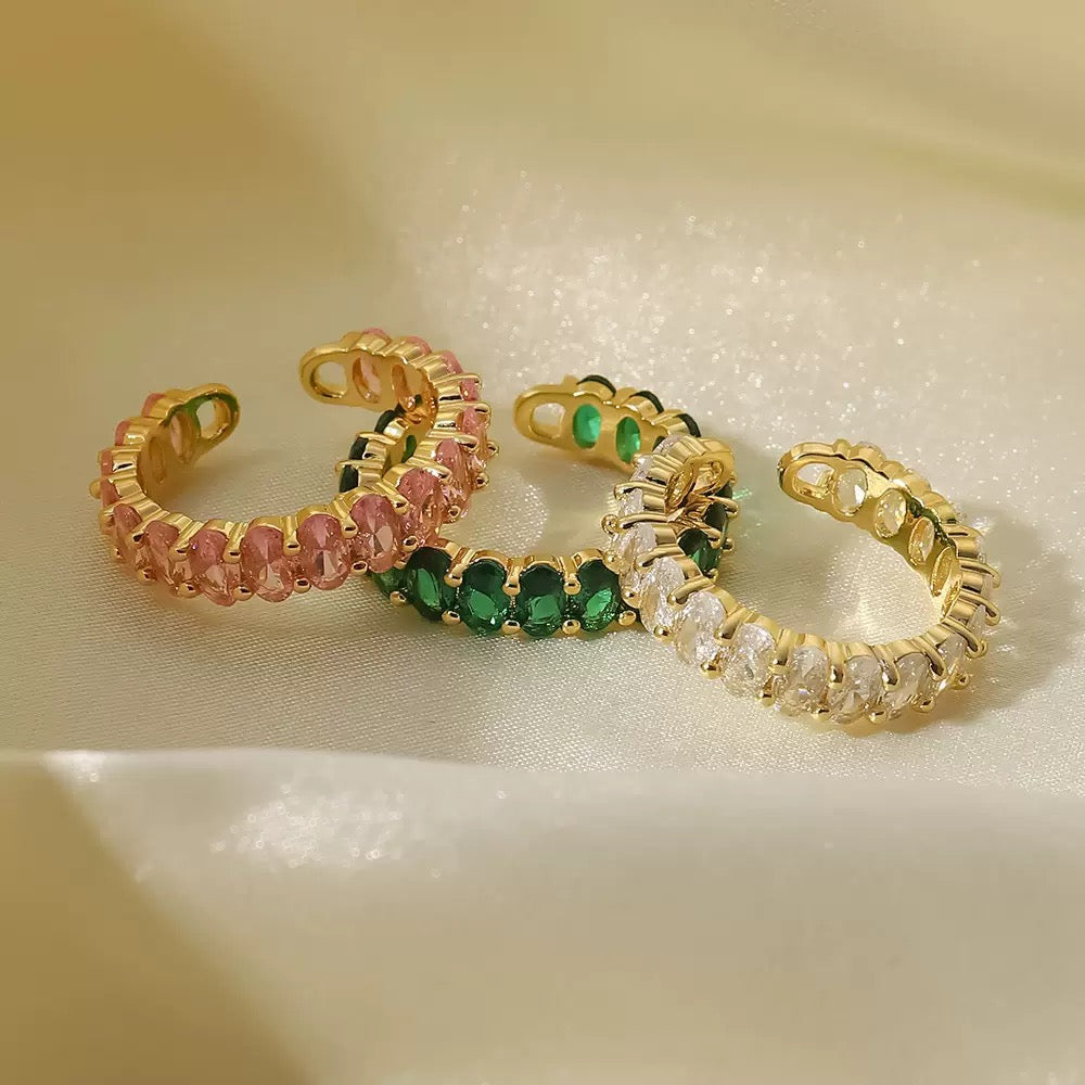 18K Gold Dazzle Bling Tennis Ring