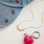 18K Gold Starry Hearts Double Chain Layered Necklace Set