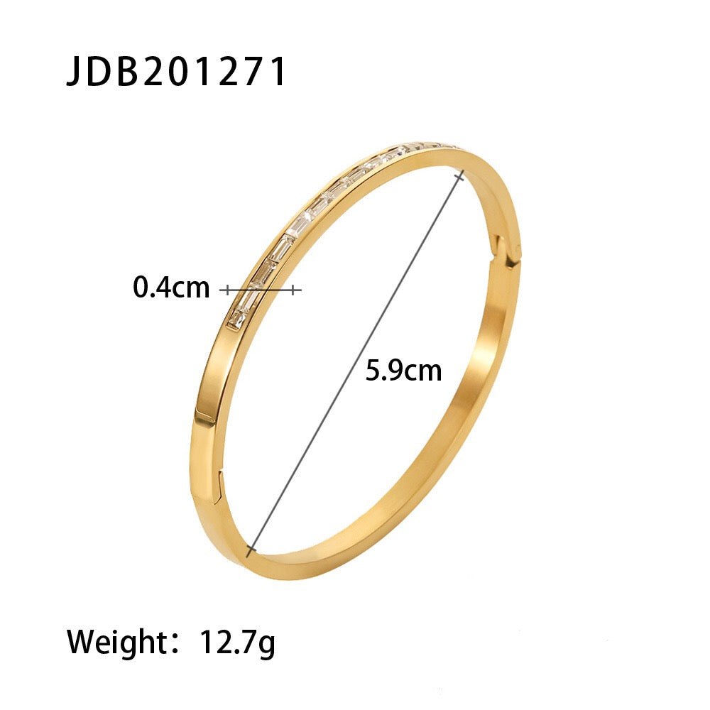 18K Gold Empire Glam CZ Bangle Bracelets Stack
