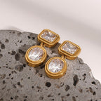 18K Gold Glam Icon Statement CZ Dangle Drop Earrings