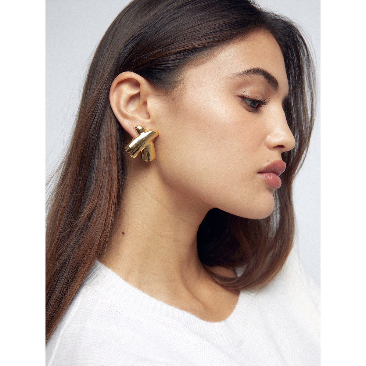 18K Gold Chunky X Statement Stud Earrings