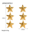 18K Gold Star Dangle Drop Earrings