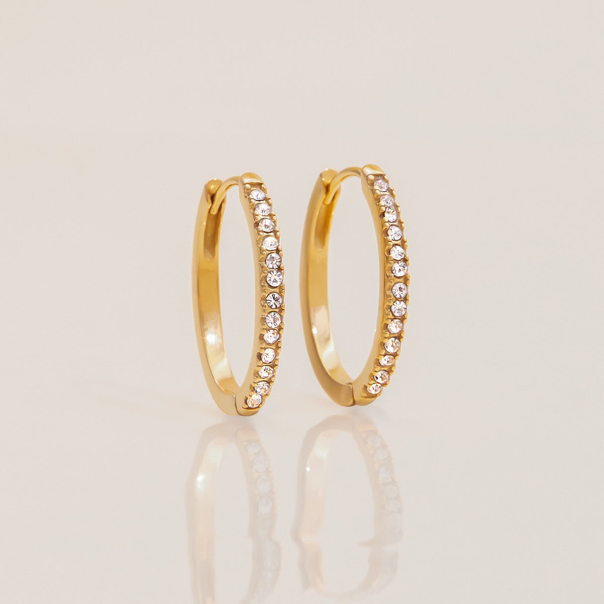 18K Gold Minimalist Bling Huggie Earrings Ear Cuffs Set