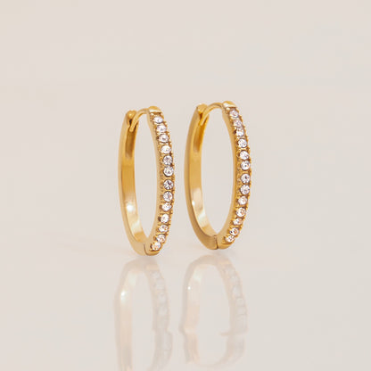 18K Gold Minimalist Bling Huggie Earrings Ear Cuffs Set