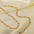 18K Gold White Daisy Flower Chain Choker Necklace
