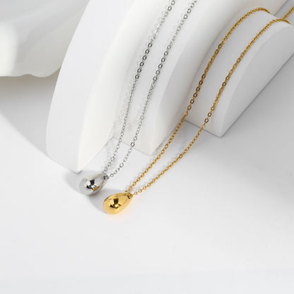 18K Gold Minimalist Teardrop Pendant Dainty Necklace