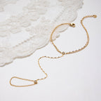 18K Gold Simple Bling Dainty Hand Chain Bracelet