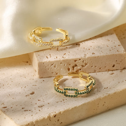 18K Gold Bling Link Ring