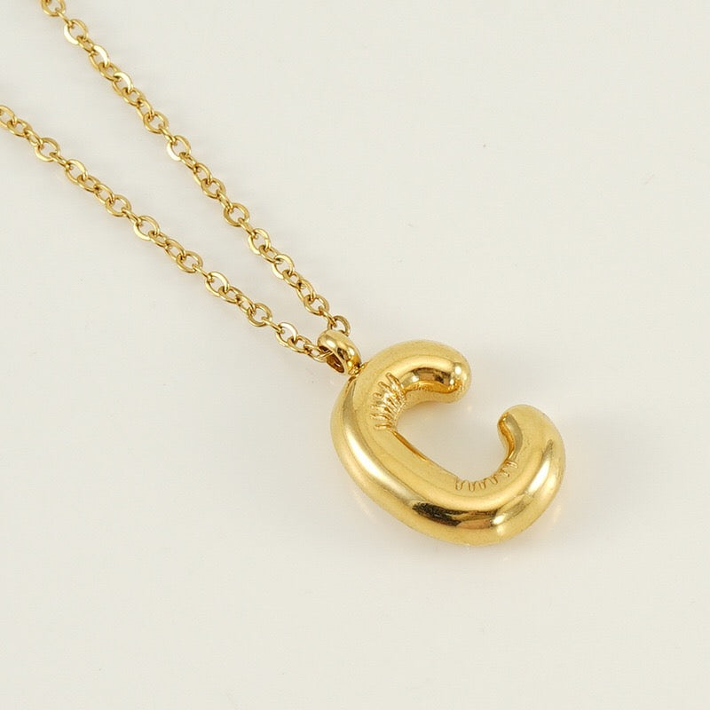 18K Gold Balloon Initial Pendant Necklace