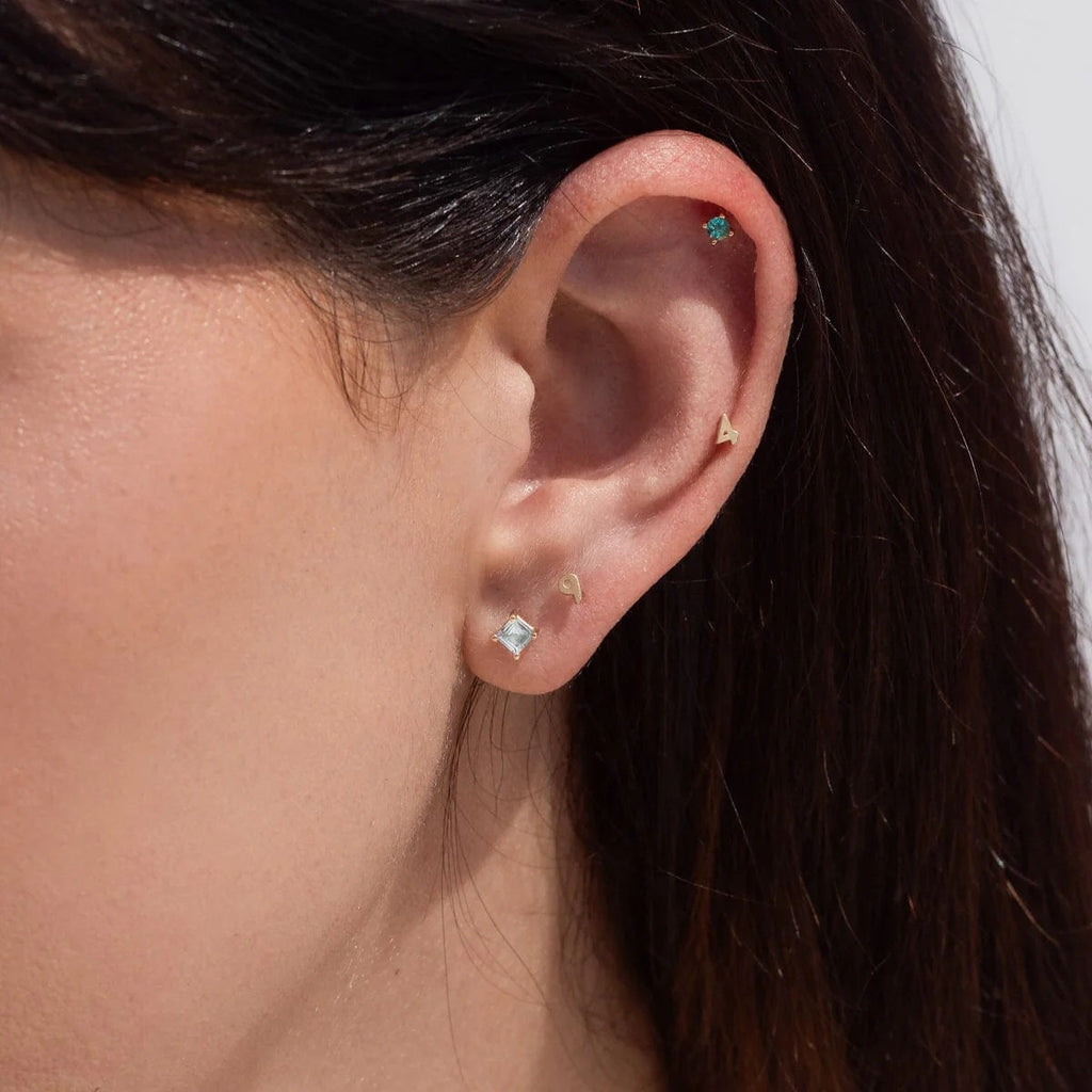 18K Gold Color Birthstone Everyday Cartilage Stud Earrings