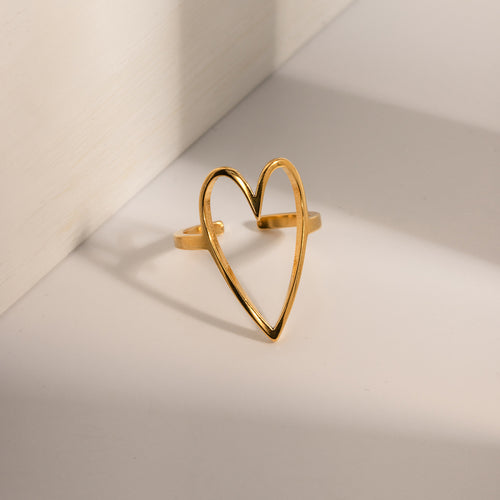 18K Gold Bold Heart Statement Ring
