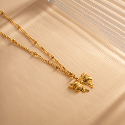 18K Gold Bow Necklace