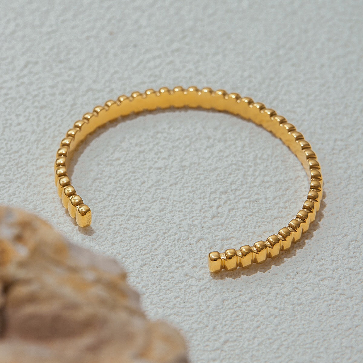 18K Gold Power Play Ribbed Cuff Bangle Paperclip Chain Bracelets Stack