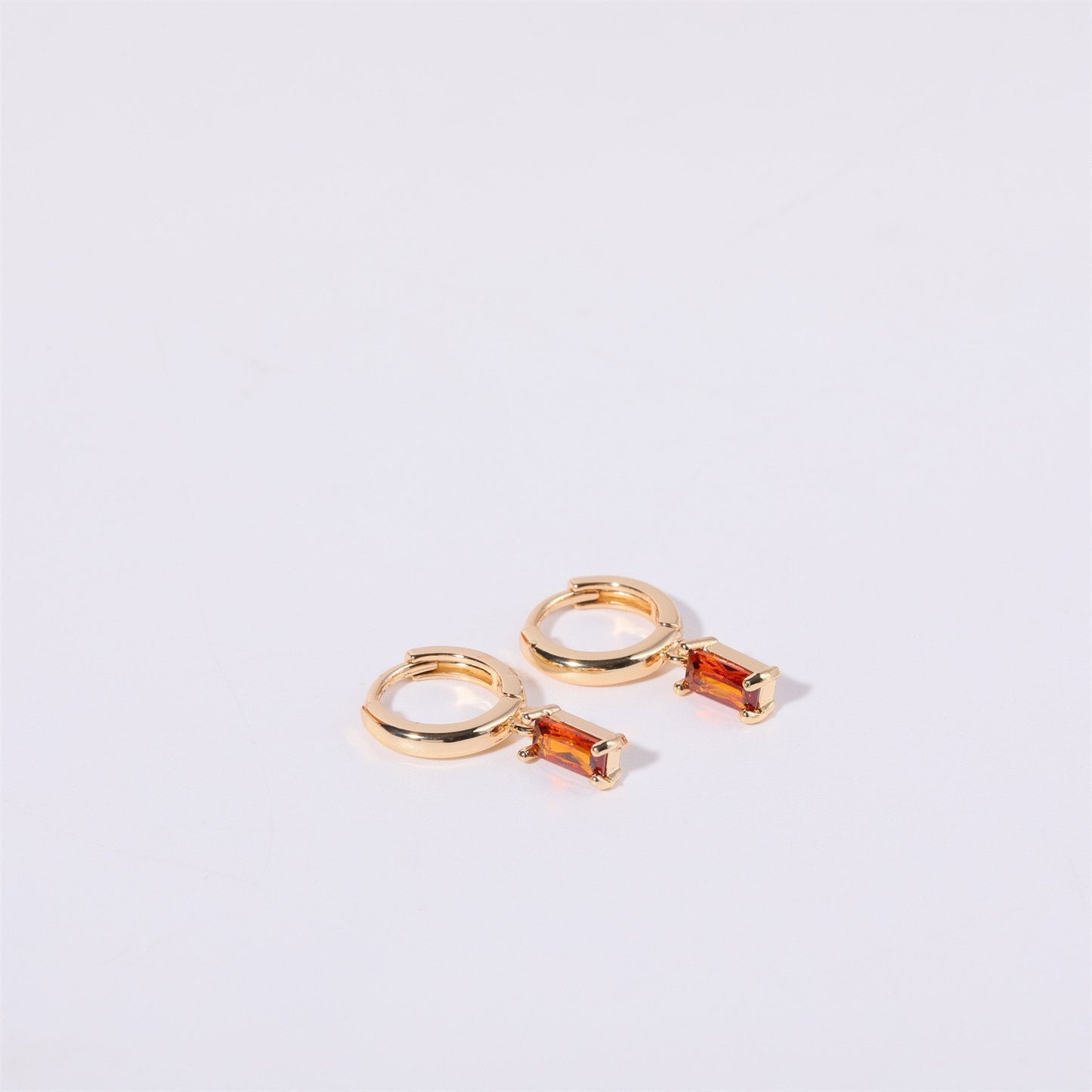 14K Gold Minimalist Birthstone Huggie Earrings