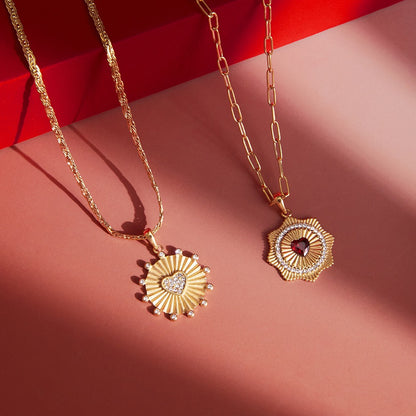 18K Gold Scarlet Love Red Heart Pendant Necklace