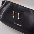 18K Gold Eternal Grace Tennis Pearl Stud Dangle Earrings