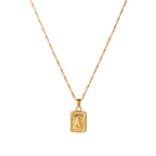 18K Gold Cupid Plate CZ Pendant Necklace