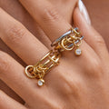 18K Gold and Silver Two Tone Bejeweled Multi Layers Spinelli Trinity Stacking Rings