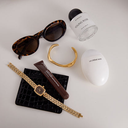 18K Gold Ebb and Glow Wave Form Statement Cuff Bangle Bracelet